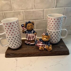 Americana Mugs and Bear Figurines